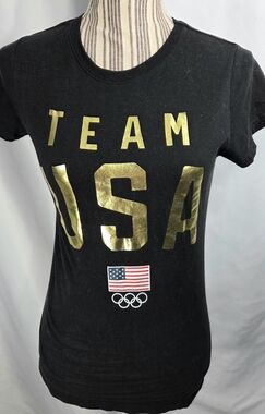 Team Apparel Black w/Metallic Gold Lettering Short Sleeve Tee Shirt Size Medium